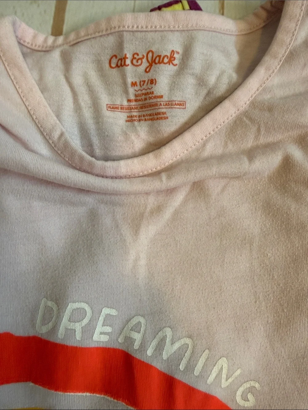Kids Pink 'Dreaming of Rainbows' 3-Piece Pajama Set with Rainbow Print